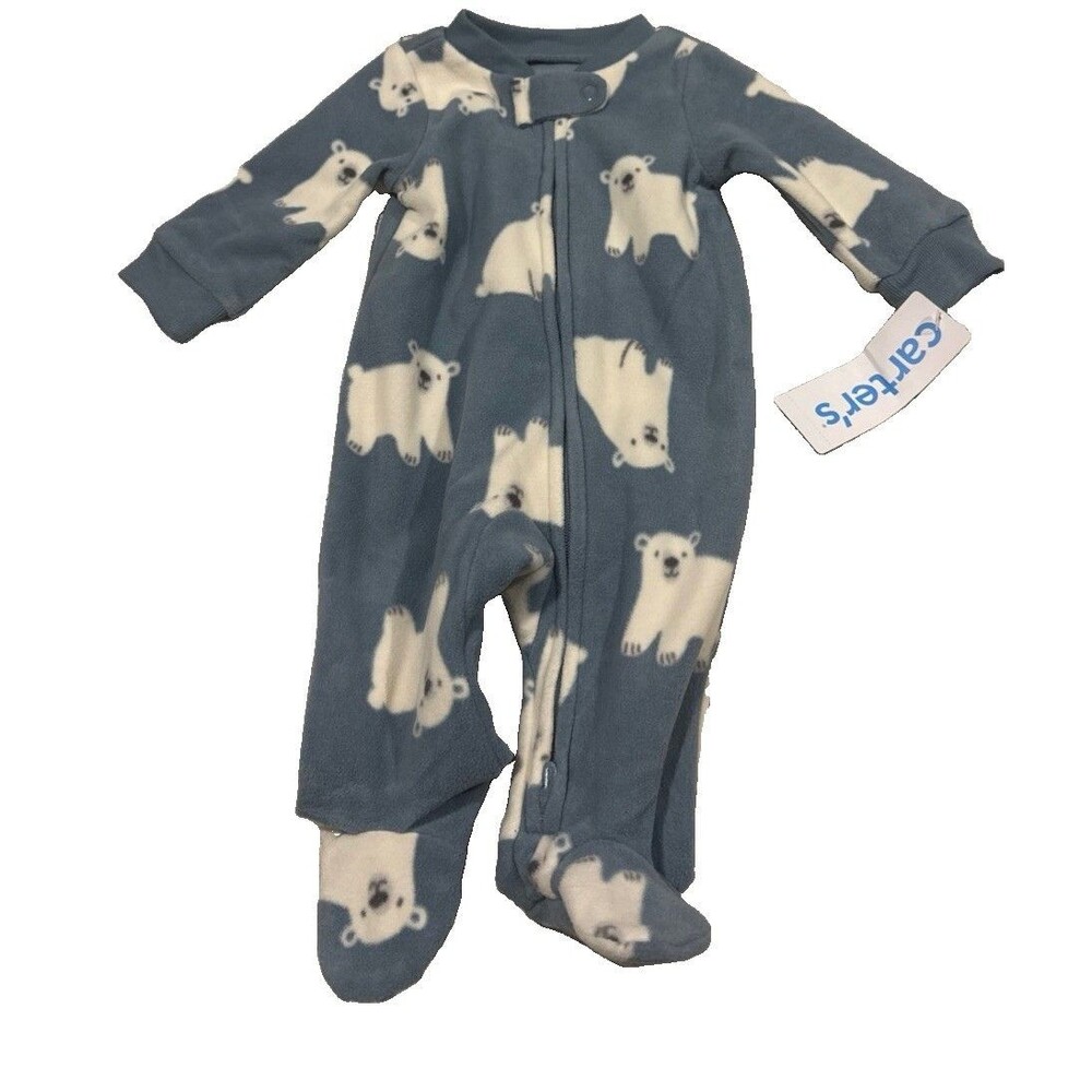 Baby Boy Polar Bear Loose Fit Long-Sleeve Sleep & PlayPajamas Blue Size Newborn